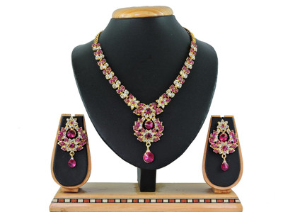 VATSALYA creation Alloy Gold-plated Pink Jewellery Set(Pack of 1)