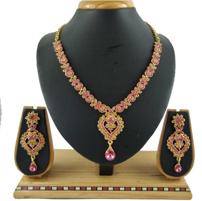 VATSALYA creation Alloy Gold-plated Pink, Gold Jewellery Set(Pack of 1)