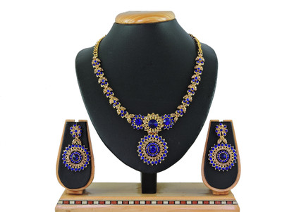 VATSALYA creation Alloy Gold-plated Blue Jewellery Set(Pack of 1)