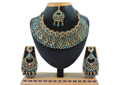 VATSALYA creation Alloy Gold-plated Turquoise Jewellery Set(Pack of 1)