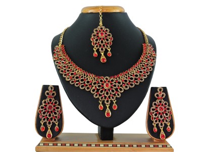 VATSALYA creation Alloy Gold-plated Red, Bronze Jewellery Set(Pack of 1)