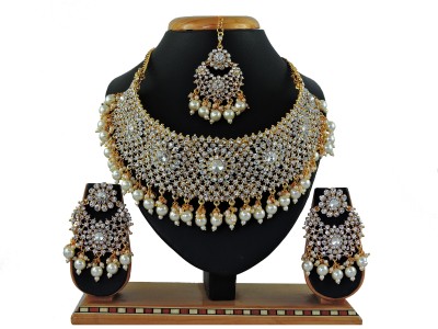 KAHAR CREATION Alloy Gold-plated White Jewellery Set(Pack of 1)