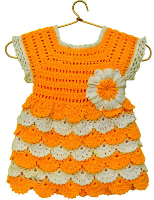snowbhima Girls Midi/Knee Length Casual Dress(Yellow, Short Sleeve)