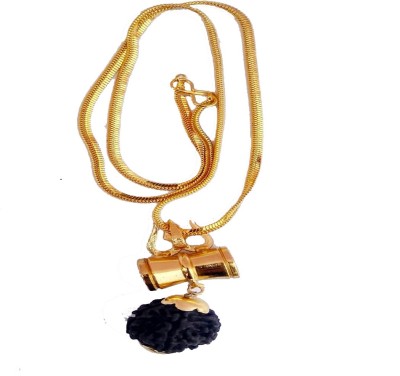 om rudraksha 5 mukhi rudraksha with artifical gold chain Gold-plated Plated Wood, Copper Chain