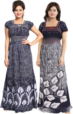 Mallinath Women Nighty(Dark Blue, Grey, Black)