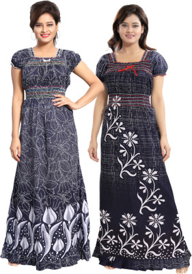 Mallinath Women Nighty(Dark Blue)