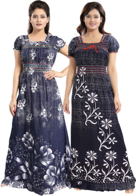 Mallinath Women Nighty(Blue)