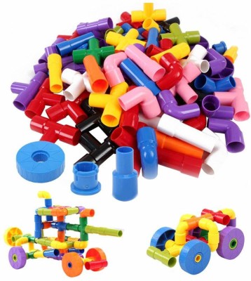N2J2 SHOP Pipe Building Construction Blocks Set for Kid Colorful Pipe Stitching Assembly Creativity Smart Little Engineer Educational Toys (Multicolor)