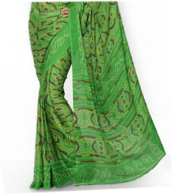 RAJASTHANI BANDEJ Printed Bandhani Crepe Saree(Multicolor)