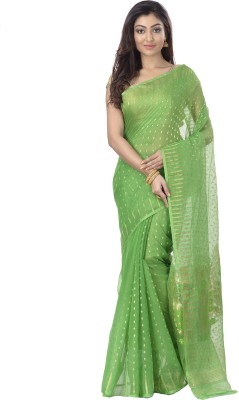 DipDiya Self Design Jamdani Pure Silk, Pure Cotton Saree(Light Green)