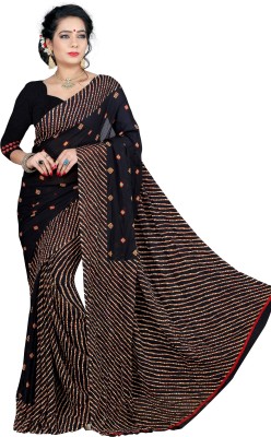 MINE CHOICE Printed Bandhani Crepe Saree(Multicolor)