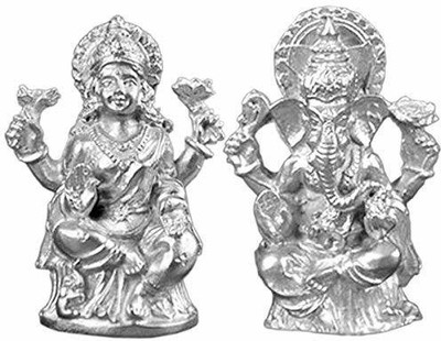 UJJKRAFT Para Laxmi Ganesh Idol Decorative Showpiece  -  5 cm(Silver, Silver)