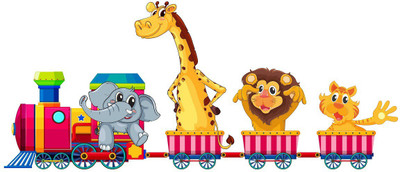 Littlebuds 80 cm Jungle Train Removable Sticker(Pack of 1)
