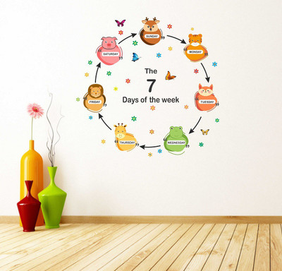 Wallzone 90 cm Week Days Chart Removable Sticker(Pack of 1)