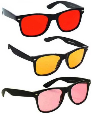 Elgator Wayfarer Sunglasses(For Men & Women, Red, Yellow, Pink)
