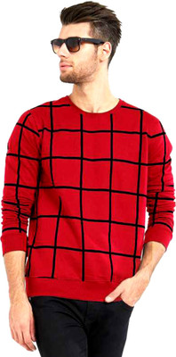 LOMOVAS Checkered Men Round Neck Red, Black T-Shirt