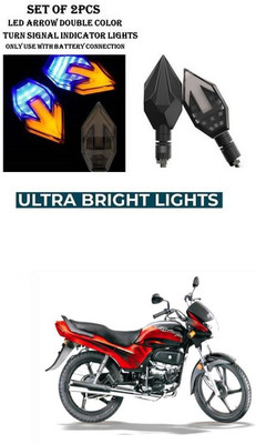 PRTEK Front, Rear LED Indicator Light for Hero Passion Plus(Yellow, Blue)