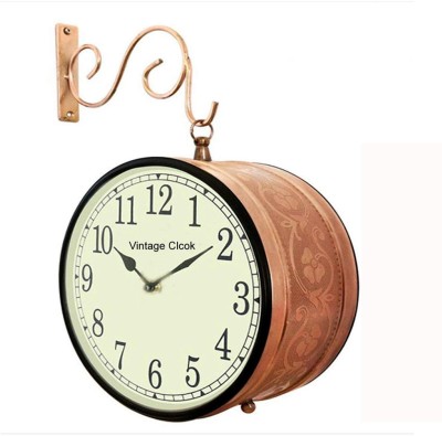 kamdhenu art and craft Analog 30 cm X 30 cm Wall Clock(Beige, Brown, With Glass, Standard)