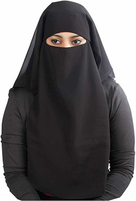 MONATI Silk Blend Solid Burqa(Black)