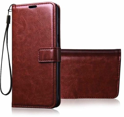 ELEF Flip Cover for Vintage Look Leather Flip Wallet Case with Card Holder & Media Stand for Vivo Y91i(Brown, Shock Proof, Pack of: 1)