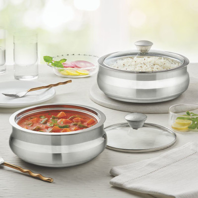 BOROSIL Serve Fresh Pack of 2 Cook and Serve Casserole(2000 ml)