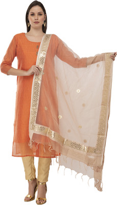 A R SILK Cotton Blend Self Design Women Dupatta