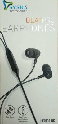 Syska HE1500 Beat Pro headphone Wired Headset with Mic (Black, In the Ear)