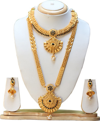 Ethnicking Alloy Gold-plated Gold, Black, White Jewellery Set(Pack of 1)
