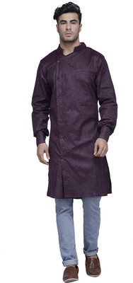 Aarsha Men Solid Straight Kurta(Purple)