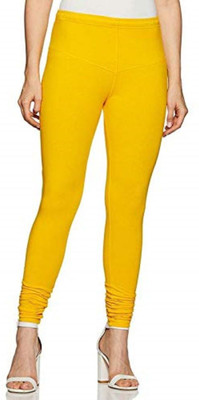 Flexica Churidar  Western Wear Legging(Yellow, Solid)
