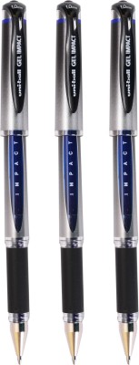 uni-ball Signo Impacto UM-153S 1.0mm Gel pen | Waterproof & Smooth Flow Ink | Fast Drying Gel Pen(Pack of 3, Blue)