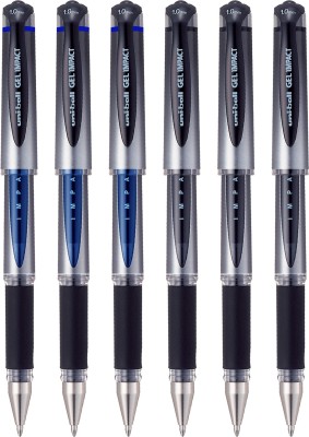 uni-ball Signo Impact UM153S 1.0mm Black,Blue Gel Pen(Pack of 6, Assorted)