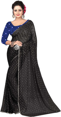 MINE CHOICE Self Design, Printed, Embellished Daily Wear Chiffon Saree(Multicolor)