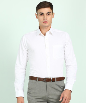 Raymond Men Self Design Formal White Shirt