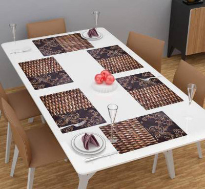 DPA Collection Rectangular Pack of 6 Table Placemat(Brown, PVC)