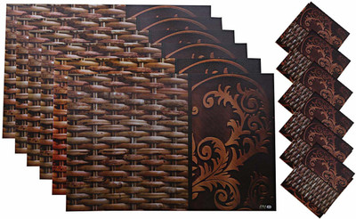 Dakshya Industries Rectangular Pack of 12 Table Placemat(Brown, PVC)