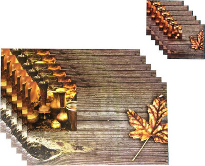 Dakshya Industries Rectangular Pack of 12 Table Placemat(Brown, PVC)