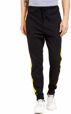 Chrome & Coral Colorblock Men Black, Yellow Track Pants