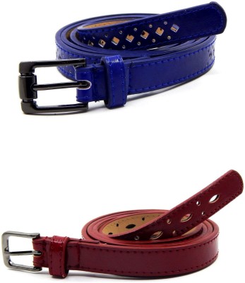 Els Women Evening, Party, Casual Red, Blue Artificial Leather, Canvas, Fabric Belt