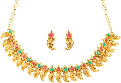 AMAAL Brass, Copper Gold-plated Green, Pink, Gold Jewellery Set(Pack of 1)