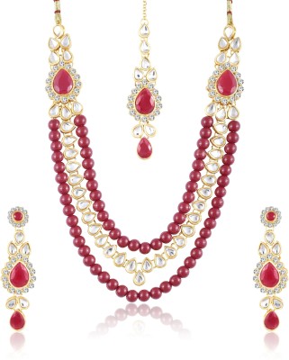 AMAAL Brass, Copper Gold-plated Red, White Jewellery Set(Pack of 1)