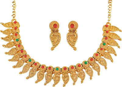 MEENAZ Brass, Stone, Copper Gold-plated Multicolor, Red, Green Jewellery Set(Pack of 1)