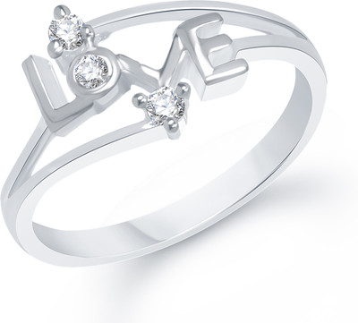 86% OFF on VK Jewels LOVE Ring Shaped for Women and Girls Alloy Cubic Zirconia Rhodium Plated Ring