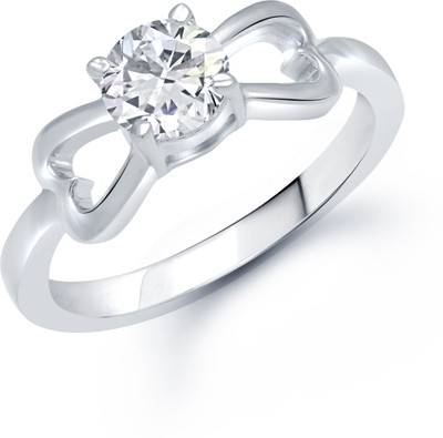 82% OFF on VK Jewels Fancy TWO HEARTS solitare Shaped for Women and Girls Alloy Cubic Zirconia Rhodium Plated Ring
