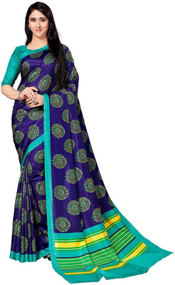 AJS Printed Bollywood Art Silk Saree(Dark Blue)