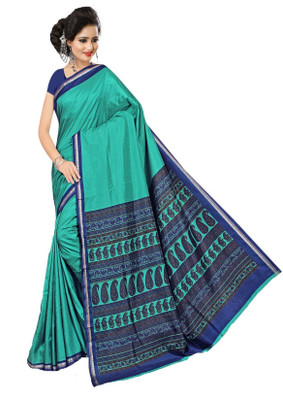 AJS Printed Banarasi Art Silk Saree(Multicolor)