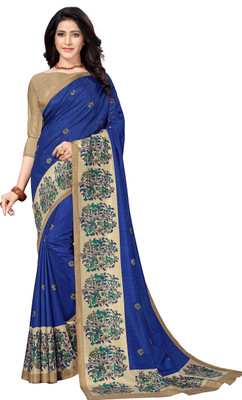 AJS Printed Banarasi Art Silk Saree(Multicolor)