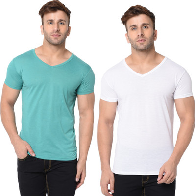 Moordale Solid Men V Neck Multicolor T-Shirt