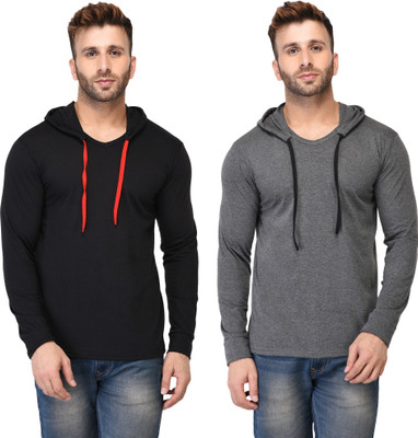Jaskart Solid Men Hooded Neck Multicolor T-Shirt