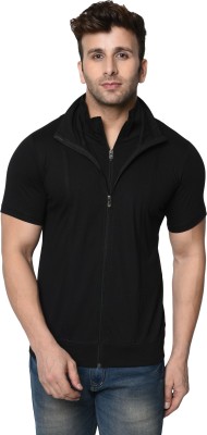 Jangoboy Solid Men Polo Neck Black T-Shirt